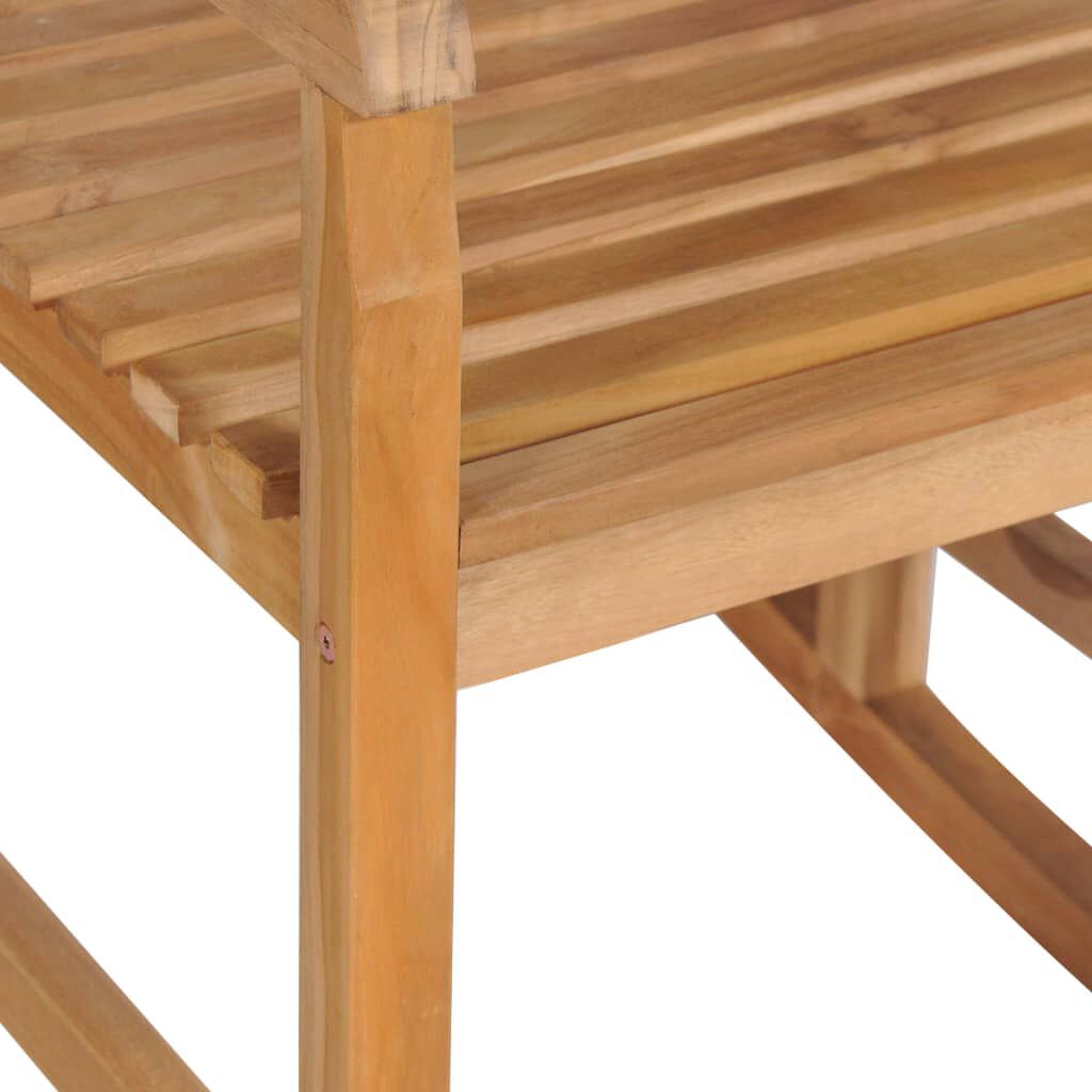 vidaXL Rocking Chair with Grey Cushion Solid Teak Wood