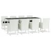 vidaXL 9 Piece Garden Dining Set with Cushions White Poly Rattan