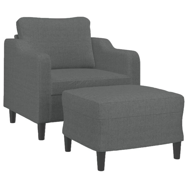 vidaXL Sofa Chair with Footstool Dark Grey 60 cm Fabric