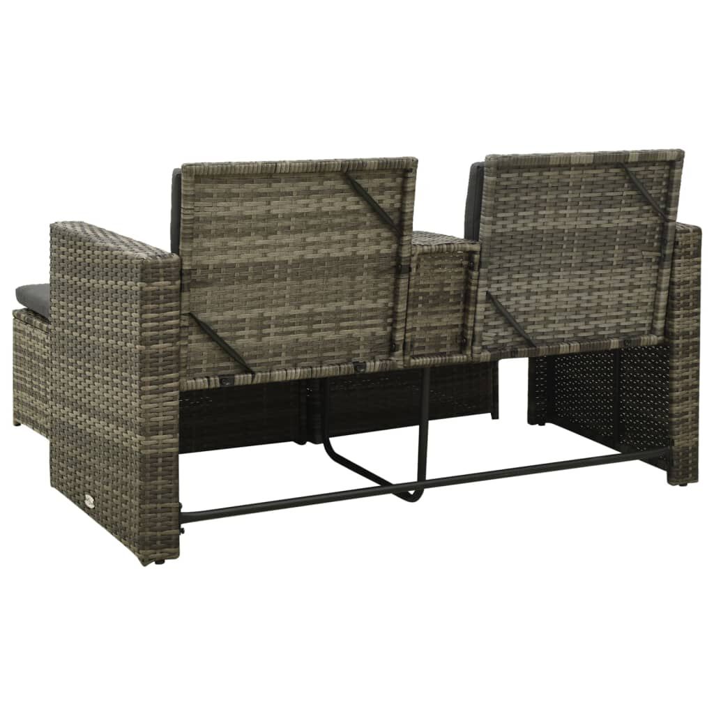 vidaXL 3 Piece Garden Lounge Set with Cushions Poly Rattan Grey