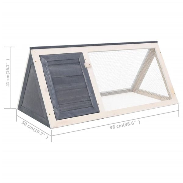 vidaXL Animal Rabbit Cage Grey Wood