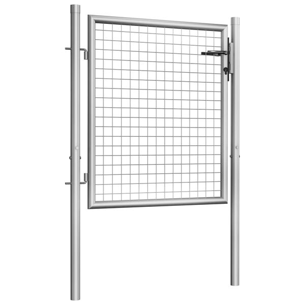 vidaXL Garden Gate Galvanised Steel 105x125 cm Silver