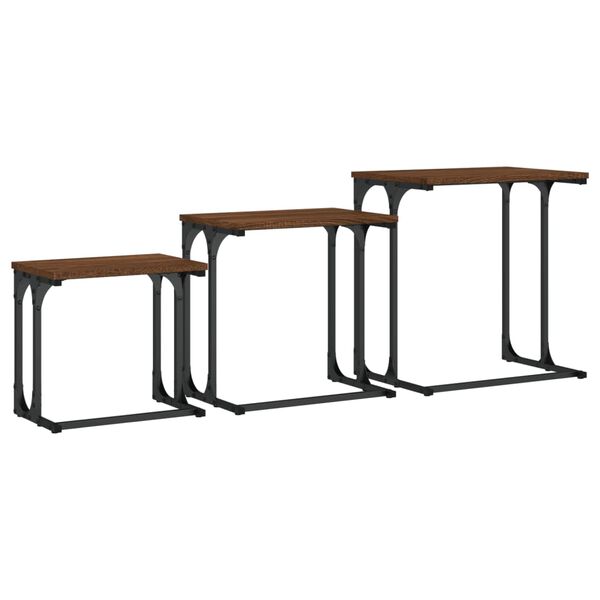 vidaXL Nesting Coffee Tables 3 pcs Brown Oak Engineered Wood
