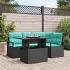 vidaXL Garden Sofa Set with Cushion 5 pcs Black Poly rattan