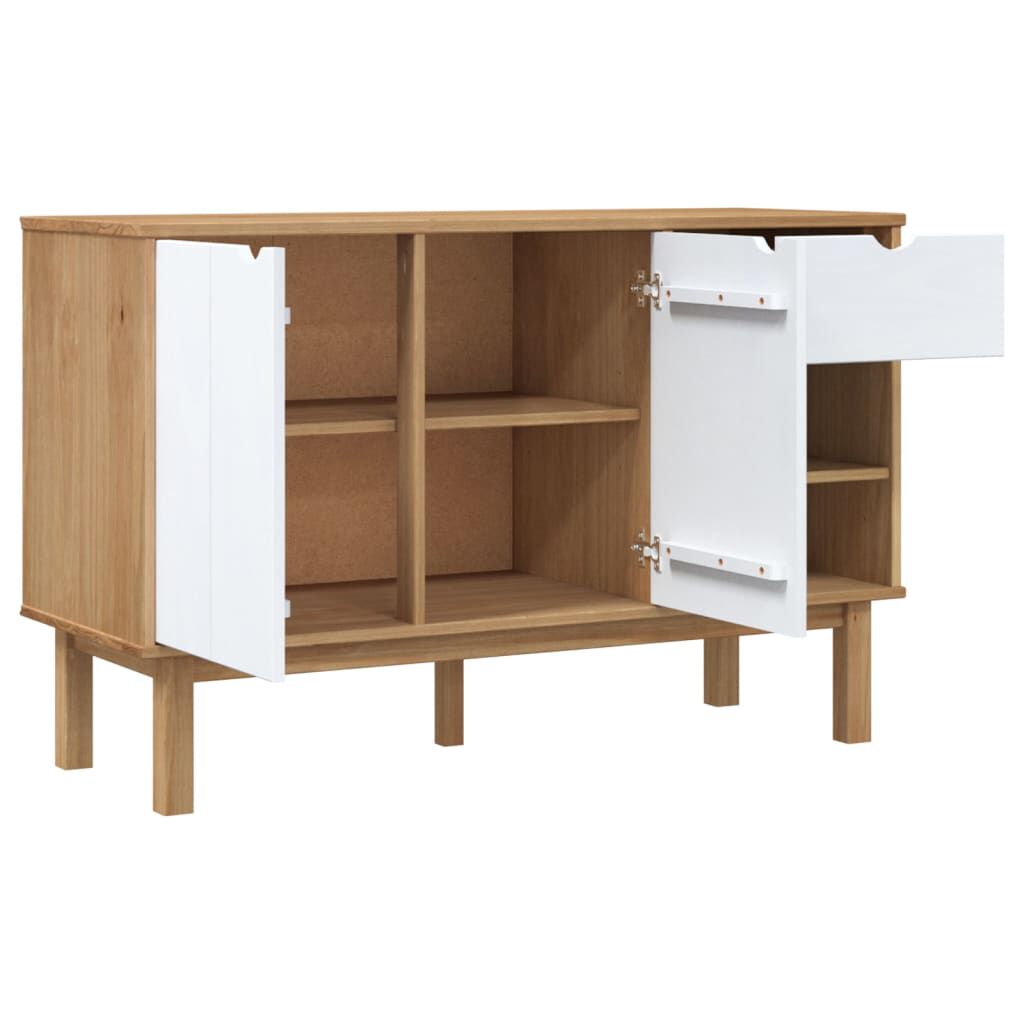 vidaXL Sideboard OTTA Brown and White 114x43x73.5 cm Solid Wood Pine