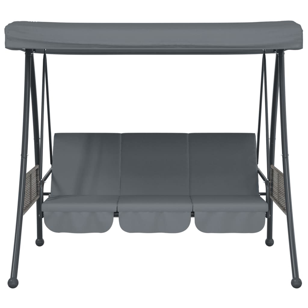 vidaXL Garden Swing Bench with Adjustable Canopy Dark Grey Steel