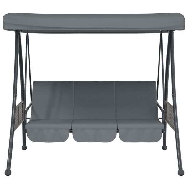 vidaXL Garden Swing Bench with Adjustable Canopy Dark Grey Steel