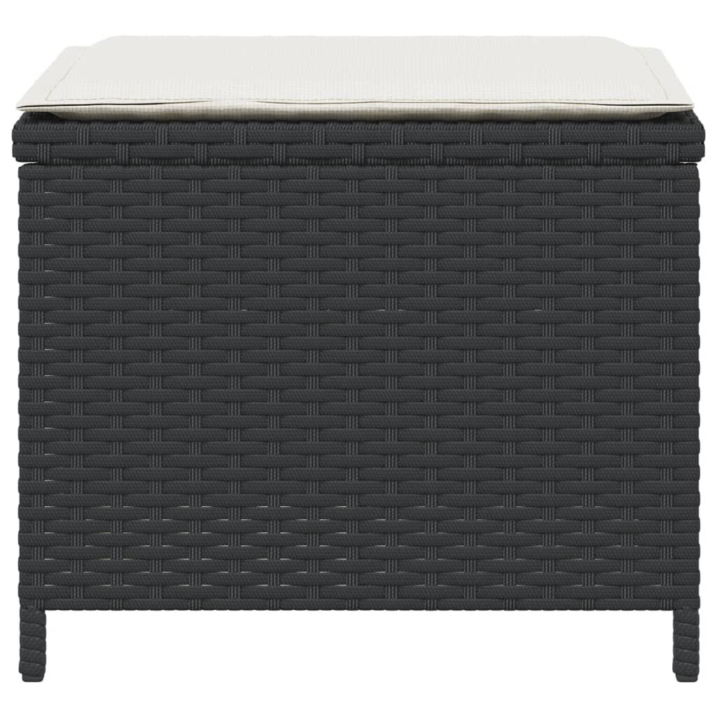 vidaXL Garden Stools with Cushions 4 pcs Black 40x40x35 cm Poly Rattan