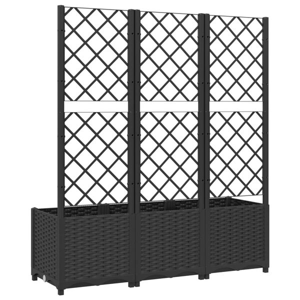 vidaXL Garden Planter with Trellis Black 120x40x136 cm PP