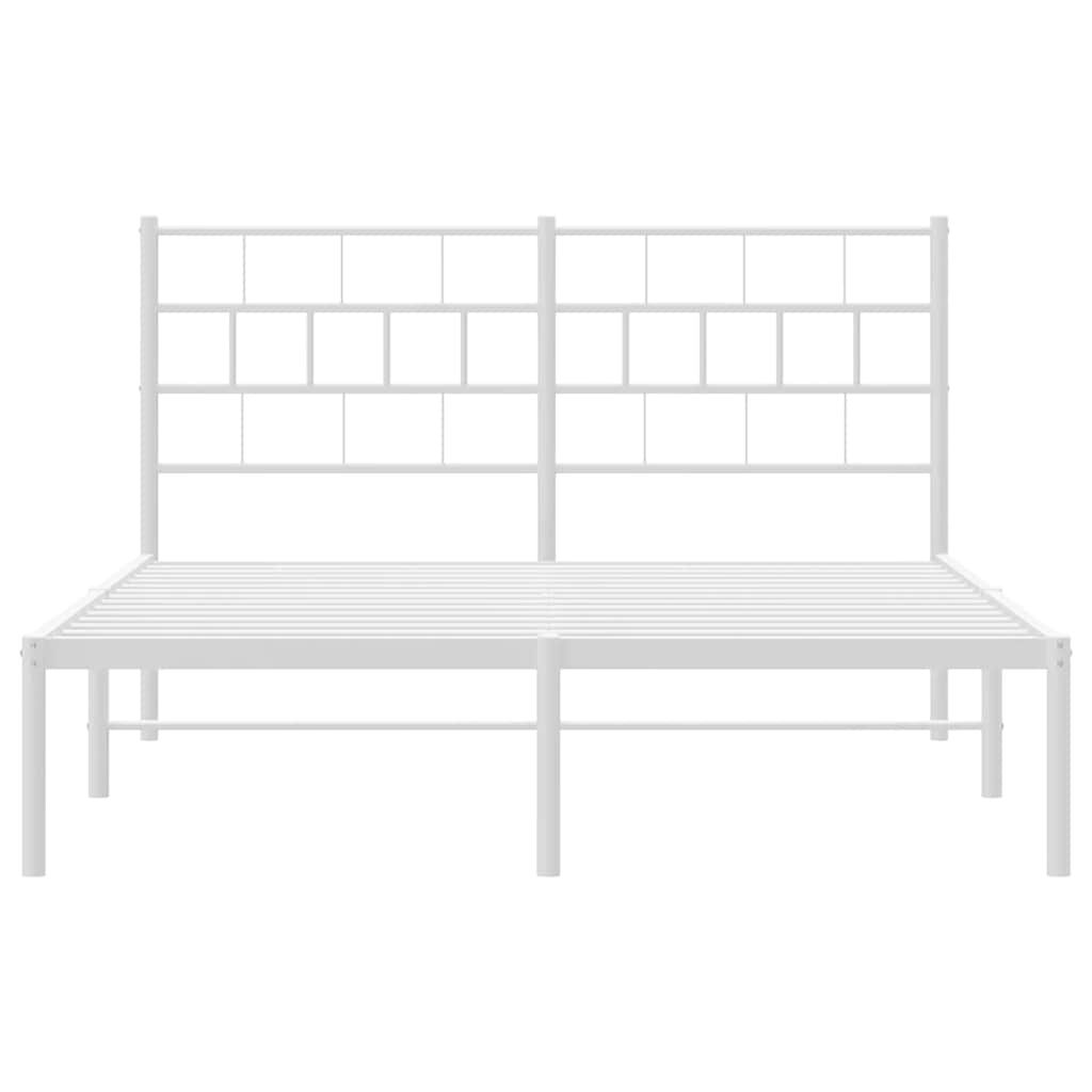 vidaXL Metal Bed Frame without Mattress with Headboard White 150x200cm