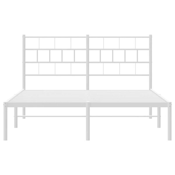 vidaXL Metal Bed Frame without Mattress with Headboard White 150x200cm