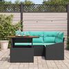 vidaXL Garden Dining Set with Cushion 5 pcs Black and Teal