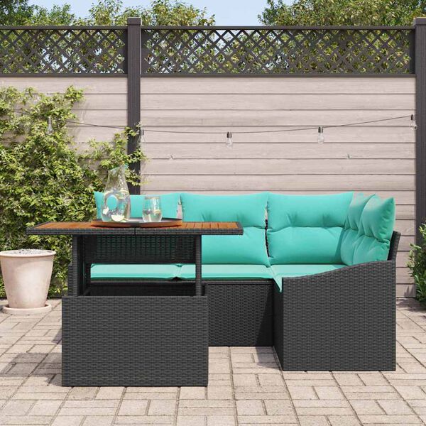 vidaXL Garden Dining Set with Cushion 5 pcs Black and Teal