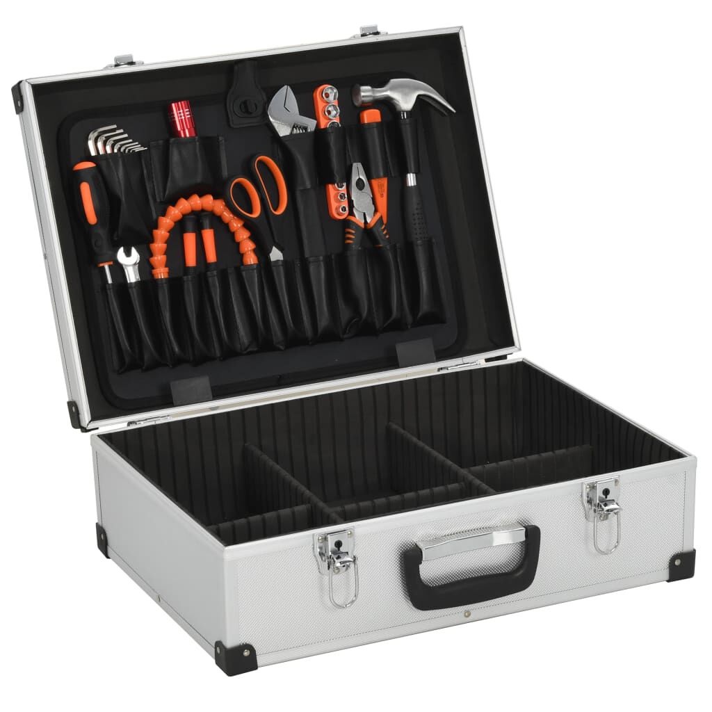 vidaXL Tool Suitcase 46x33x16 cm Silver Aluminium