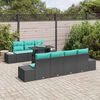 vidaXL Garden Sofa Set with Cushion 8 pcs Black and Turquoise