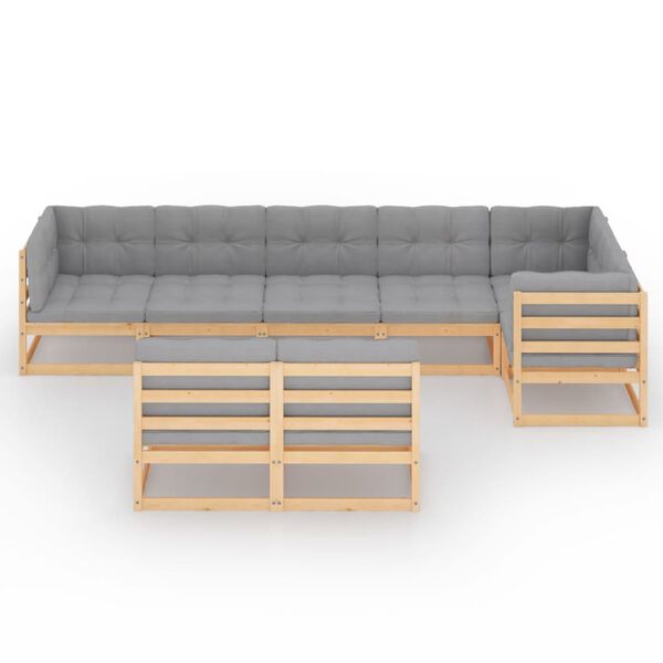vidaXL 8 Piece Garden Lounge Set with Cushions Solid Pinewood