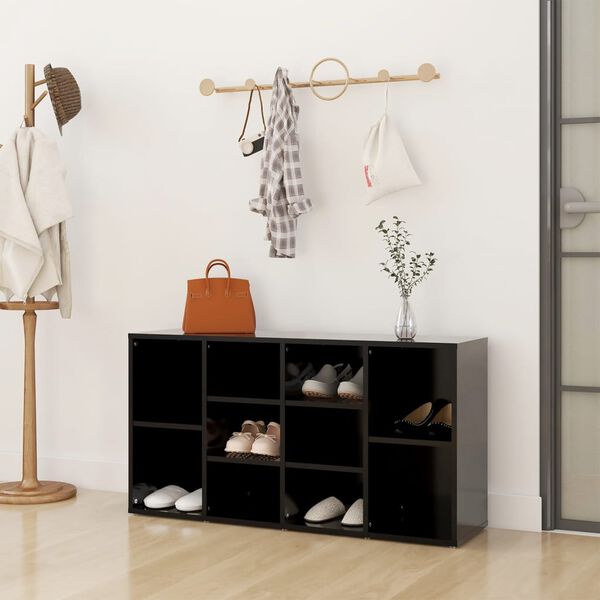 vidaXL Shoe Bench Black 103x30x54.5 cm Engineered Wood
