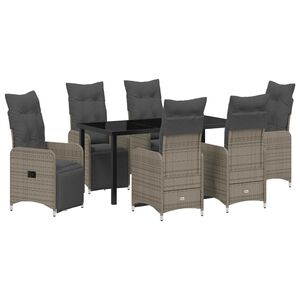 vidaXL Garden Dining Set with Cushion 7 pcs Beige Poly Rattan