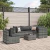 vidaXL 6 Piece Garden Lounge Set with Cushions Grey Poly Rattan