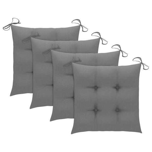 vidaXL Garden Chairs with Grey Cushions 3 pcs Solid Teak Wood