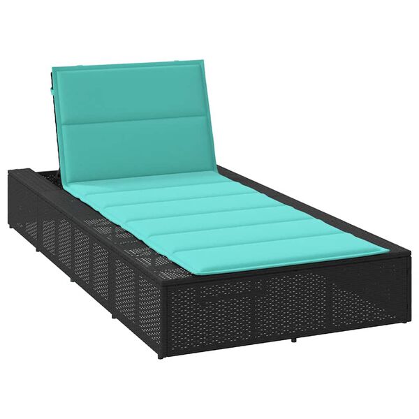 vidaXL Sunbed with Floating Cushion Black Poly Rattan