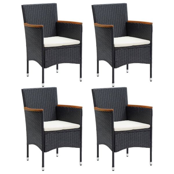 vidaXL 5 Piece Garden Dining Set with Cushions Poly Rattan Black