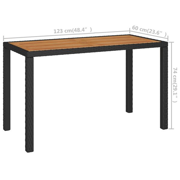 vidaXL 6 Piece Outdoor Dining Set Black Poly Rattan Acacia Wood