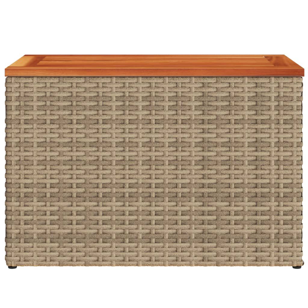 vidaXL Garden Side Tables 2pcs Beige 55x34x37cm Poly Rattan Solid Wood