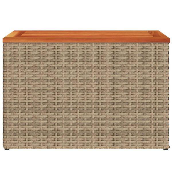 vidaXL Garden Side Tables 2pcs Beige 55x34x37cm Poly Rattan Solid Wood