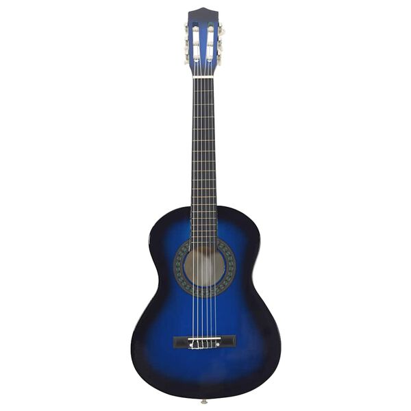 vidaXL 8 Piece Classical Guitar Beginner Set Blue 1/2 34"