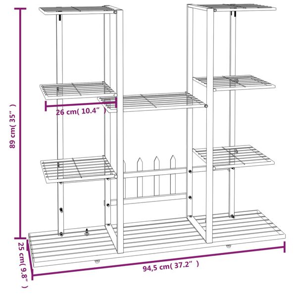 vidaXL Flower Stand 94.5x25x89 cm White Iron