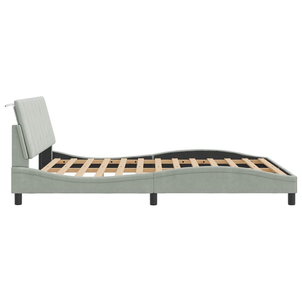 vidaXL Bed Frame with LED without Mattress Light Grey 152x203 cm Velvet