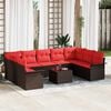vidaXL Garden Sofa Set with Cushion 10 pcs Brown Poly Rattan