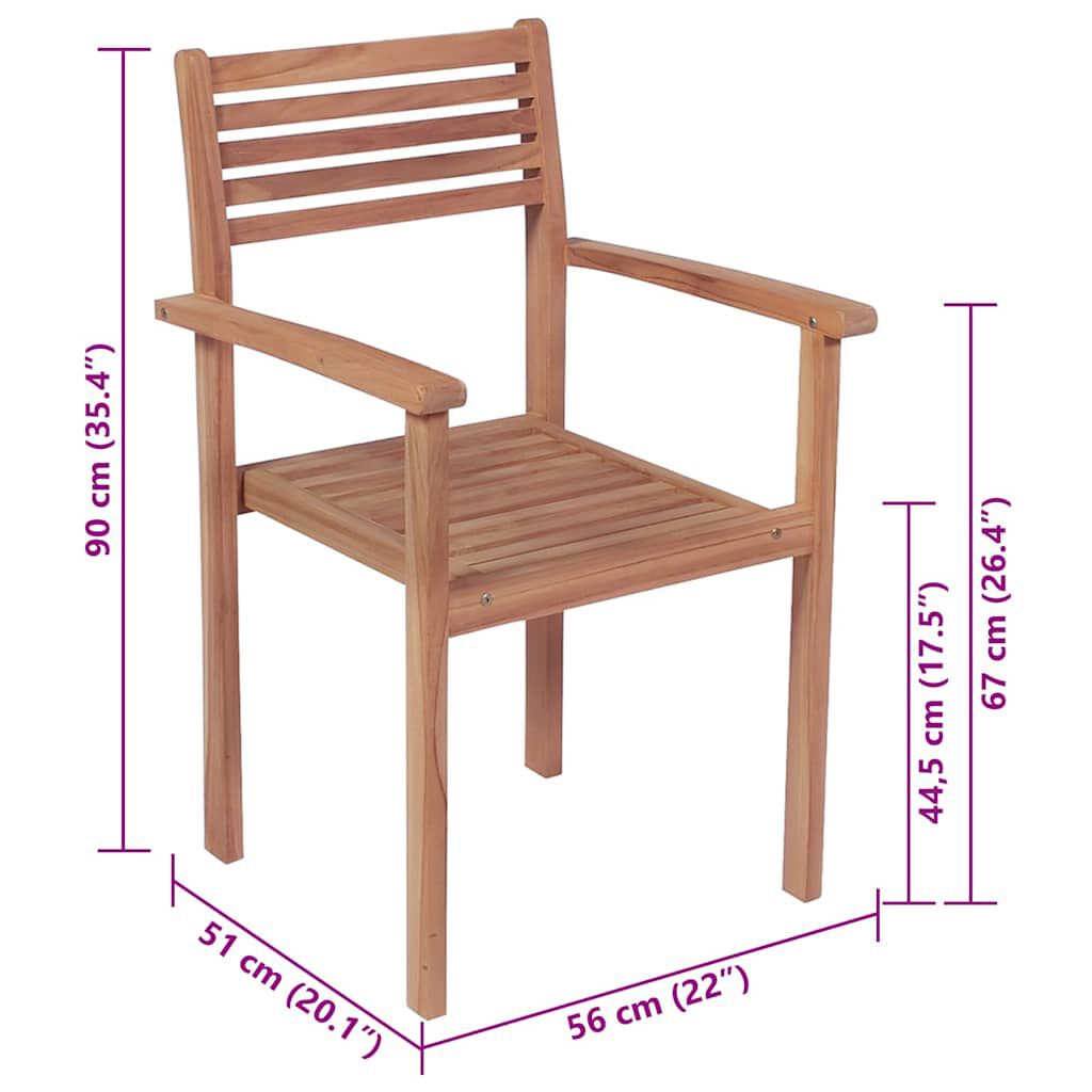vidaXL Garden Chairs 4 pcs with Red Cushions Solid Teak Wood