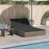 vidaXL Double Sun Lounger with Cushions Grey Poly Rattan
