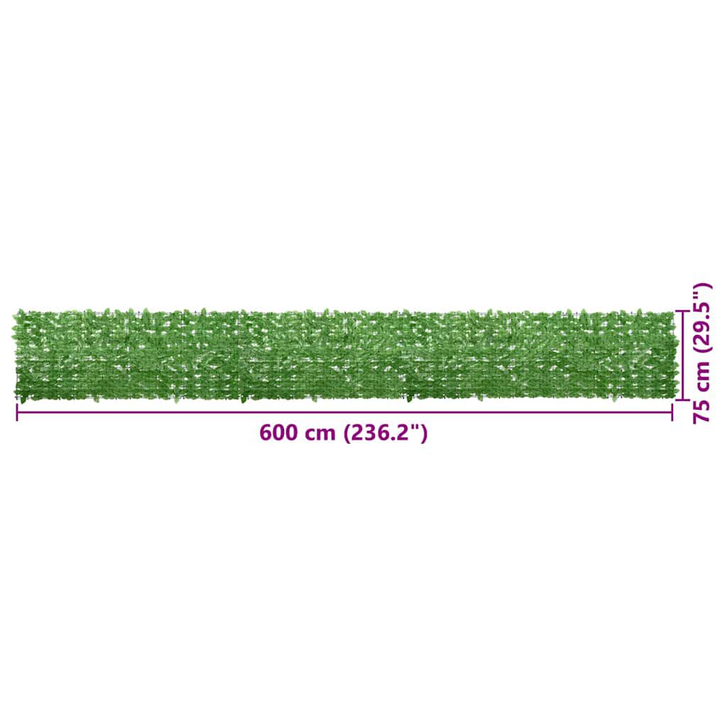 vidaXL Balcony Screen with Green Leaves 600x75 cm