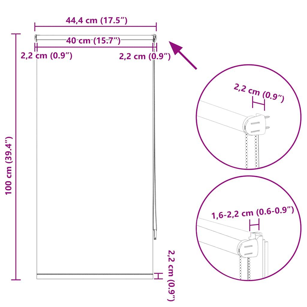 Roller Blind Blackout 40 x 100 cm Black