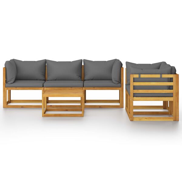 vidaXL 6 Piece Garden Lounge Set with Cushion Solid Acacia Wood