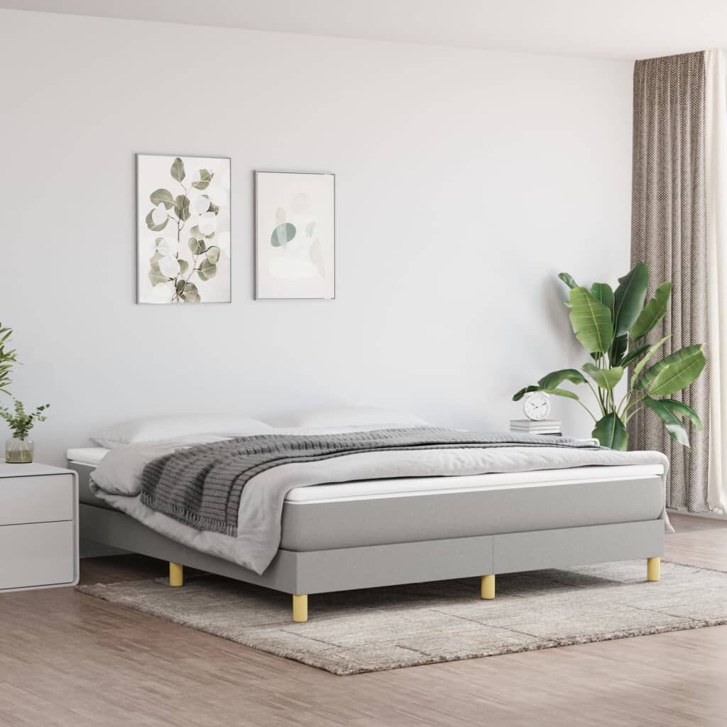 vidaXL Bed Frame without Mattress Light Grey King Fabric (US Only)