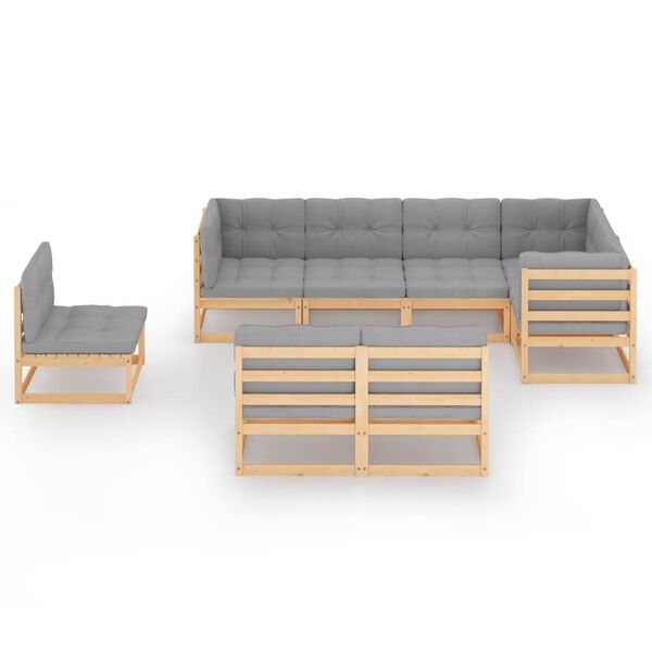 vidaXL 8 Piece Garden Lounge Set with Cushions Solid Pinewood