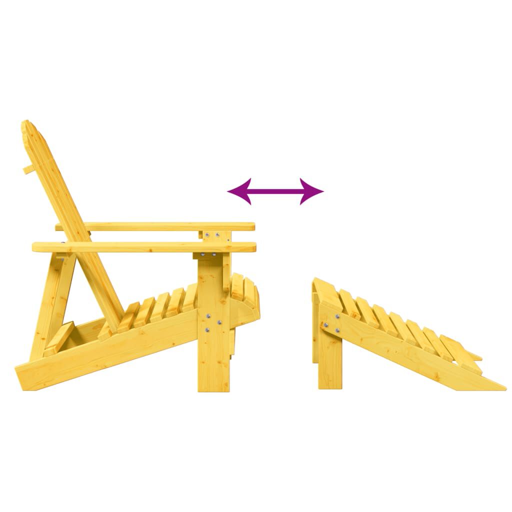 vidaXL Adirondack Chair with Ottoman Yellow Solid Wood Fir