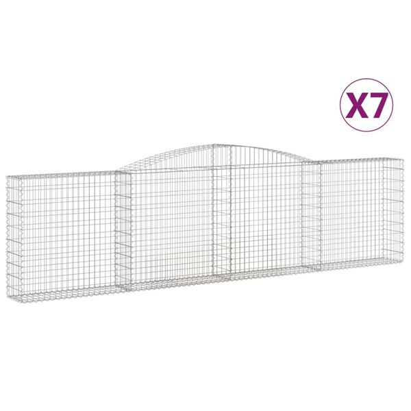 vidaXL Arched Gabion Baskets 7 pcs 400x30x100/120 cm Galvanised Iron