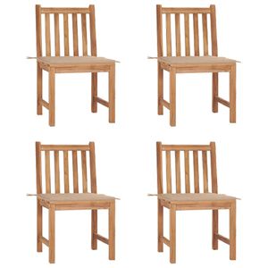 vidaXL Garden Chairs 4 pcs with Cushions Solid Teak Wood