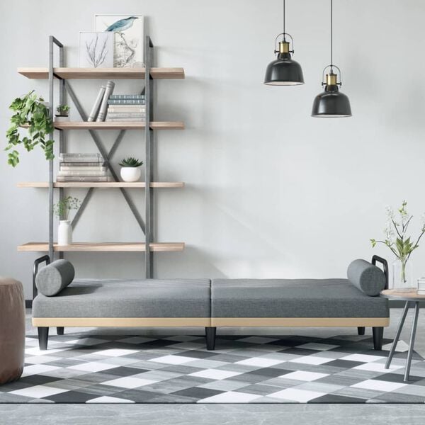 vidaXL Sofa Bed with Armrests Light Grey Fabric