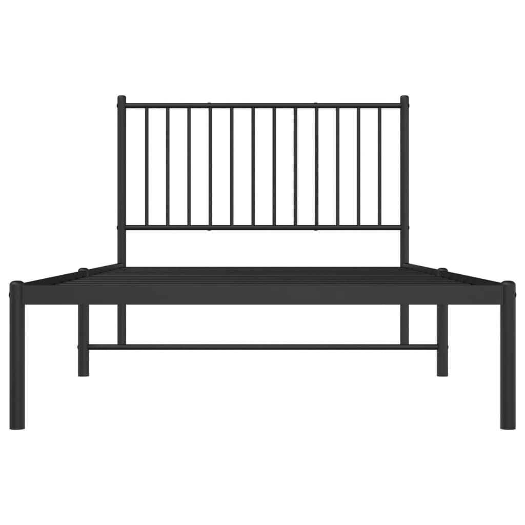 vidaXL Metal Bed Frame without Mattress with Headboard Black 100x200cm