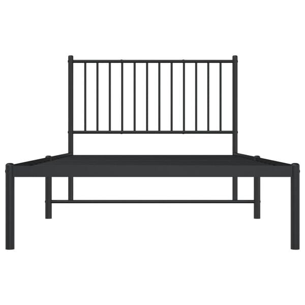 vidaXL Metal Bed Frame without Mattress with Headboard Black 100x200cm