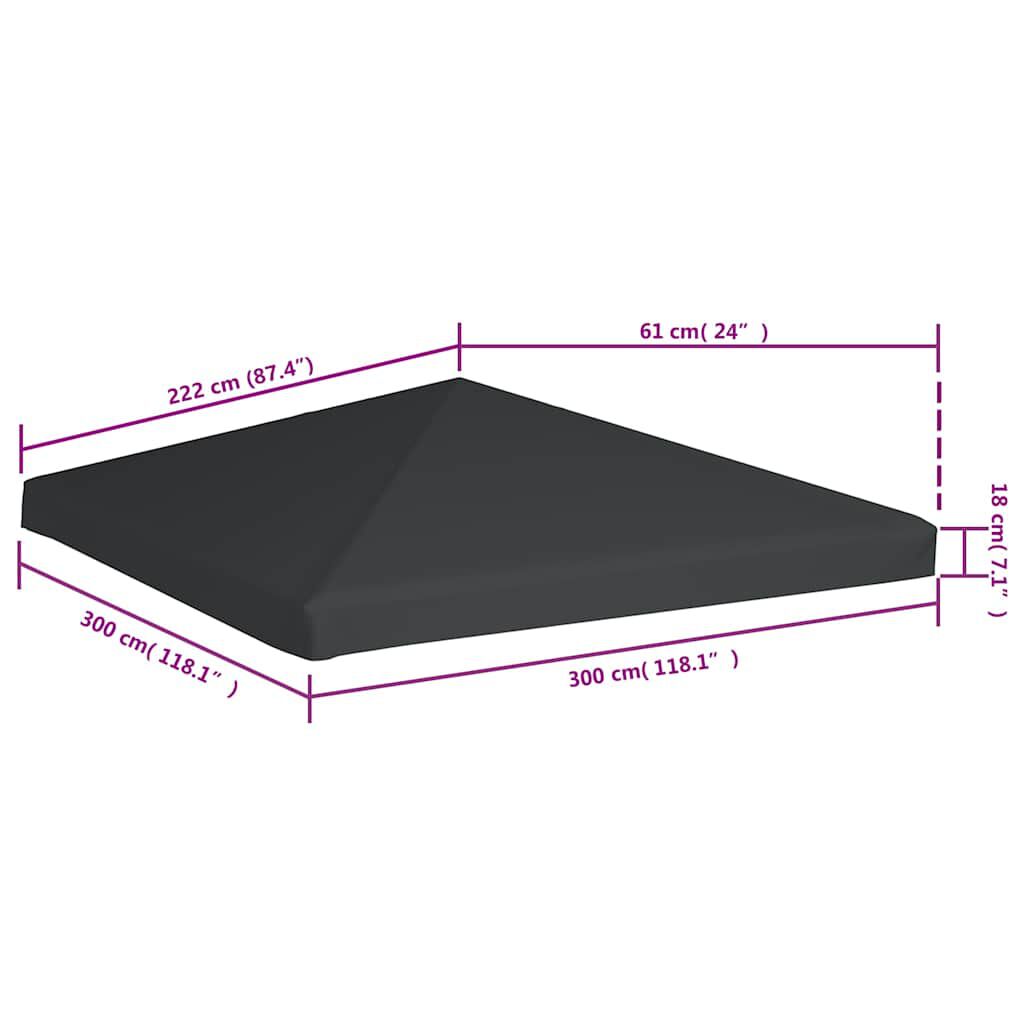 vidaXL Gazebo Top Cover 310 g/m² 3x3 m Grey