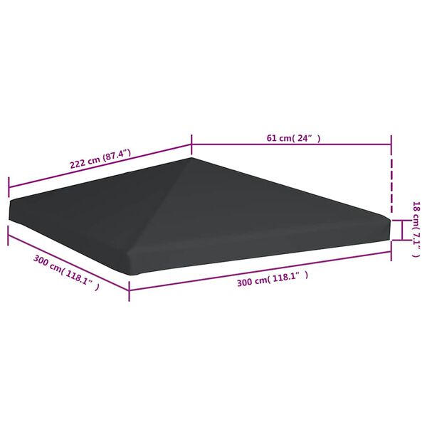 vidaXL Gazebo Top Cover 310 g/m² 3x3 m Grey