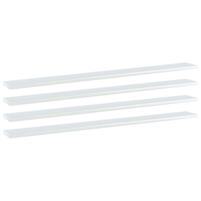 vidaXL Bookshelf Boards 4 pcs High Gloss White 100x10x1.5 cm Engineered Wood