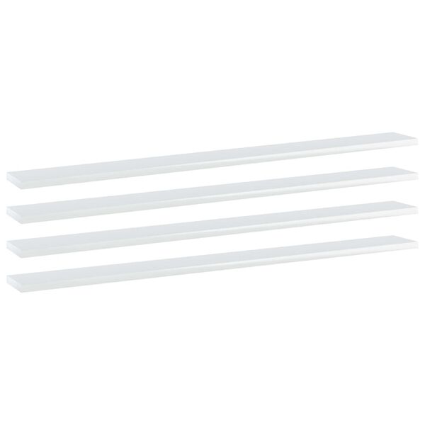 vidaXL Bookshelf Boards 4 pcs High Gloss White 100x10x1.5 cm Engineered Wood